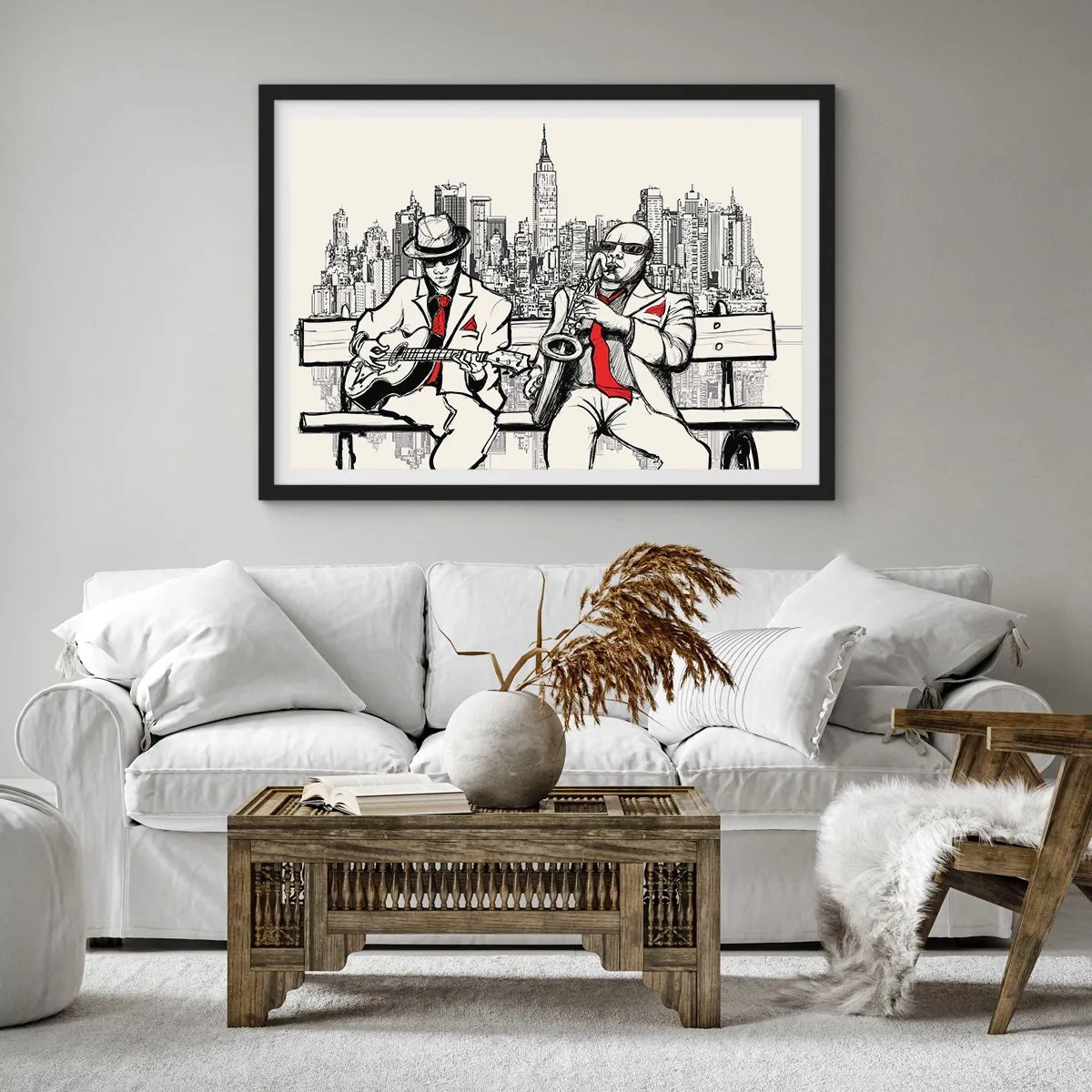 Plagát v čiernom ráme - Newyorská improvizácia - 70x50 cm
