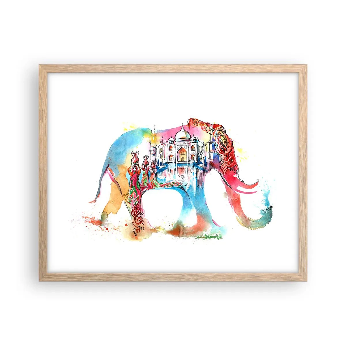 Plagát v ráme zo svetlého duba - India - aura lásky - 50x40 cm