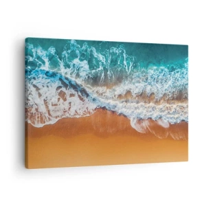 Obraz na plátne - Letecký pohľad na oceánske vlny narážajúce na breh - 70x50cm - Vždy pár - Moderná nástenná dekorácia do obývacej izby a spálne ARTTOR