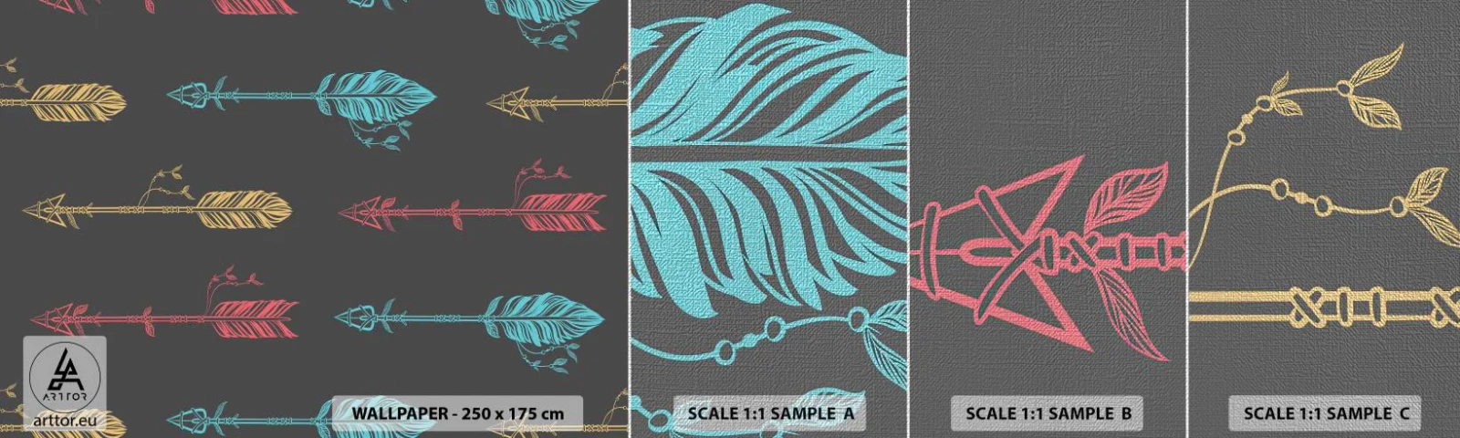 Vzorka fototapety Premium Canvas - Do jednej rady - Abstrakcia, Boho, Šípka - 100x30 cm