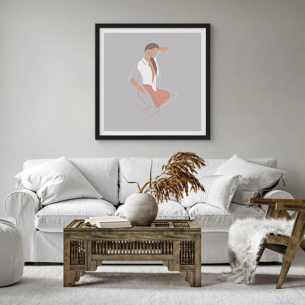 Plagát v čiernom ráme - Obrys pôvabu - 40x40 cm