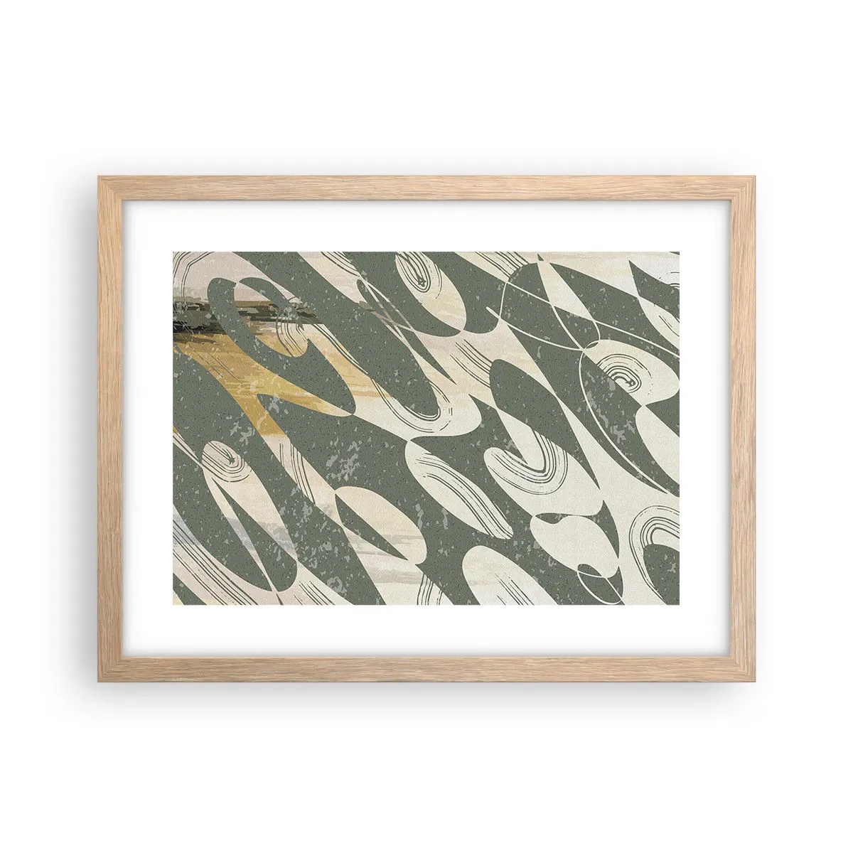 Plagát v ráme zo svetlého duba - Rytmizovaná abstrakcia - 40x30 cm