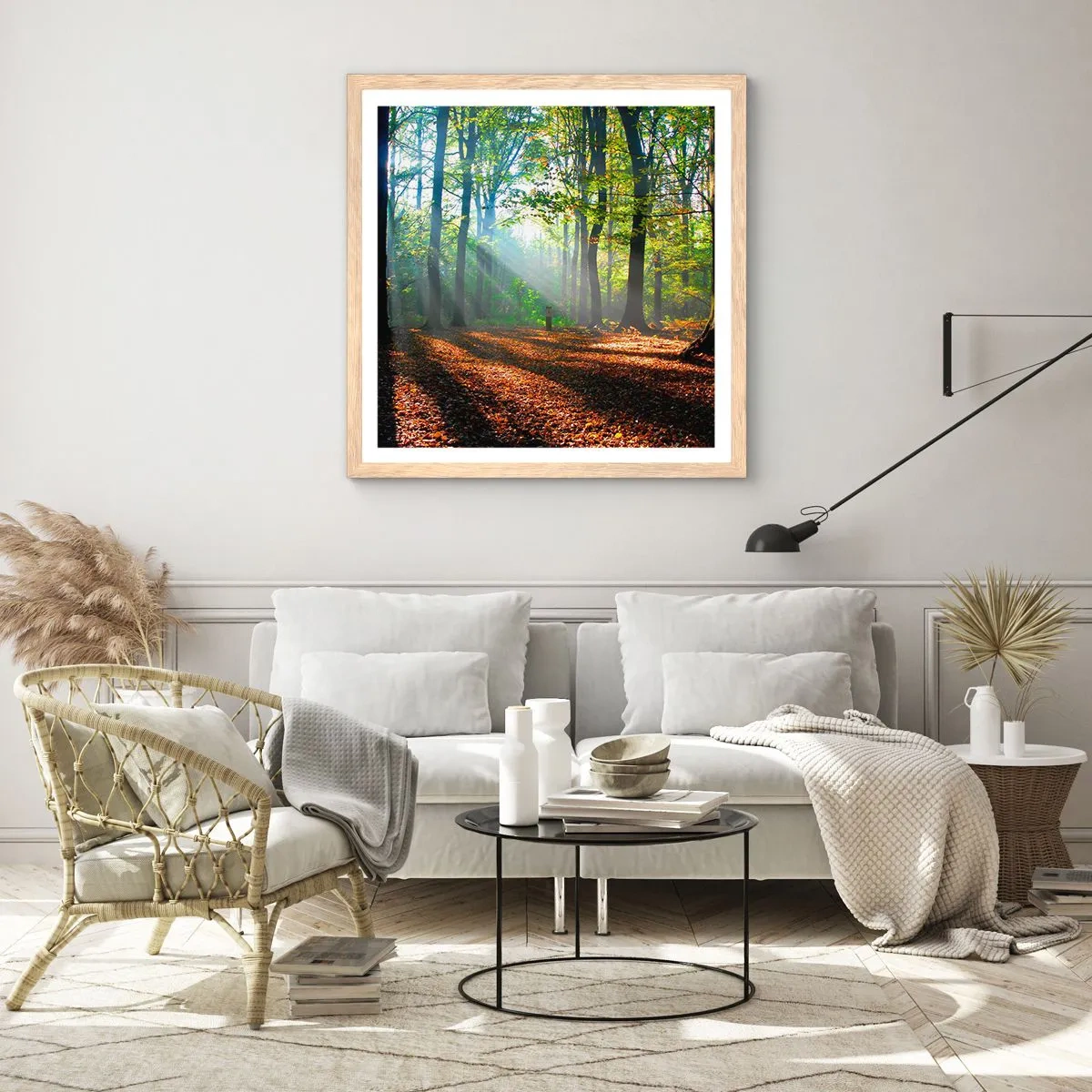 Plagát v ráme zo svetlého duba - Svetlá a tiene - 40x40 cm