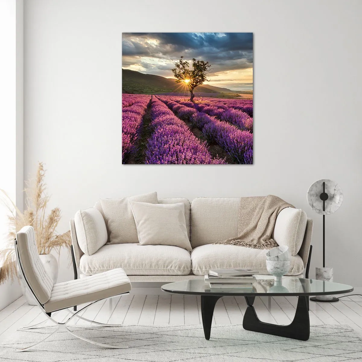 Obraz na skle - Aróma vo fialovej - 70x70 cm
