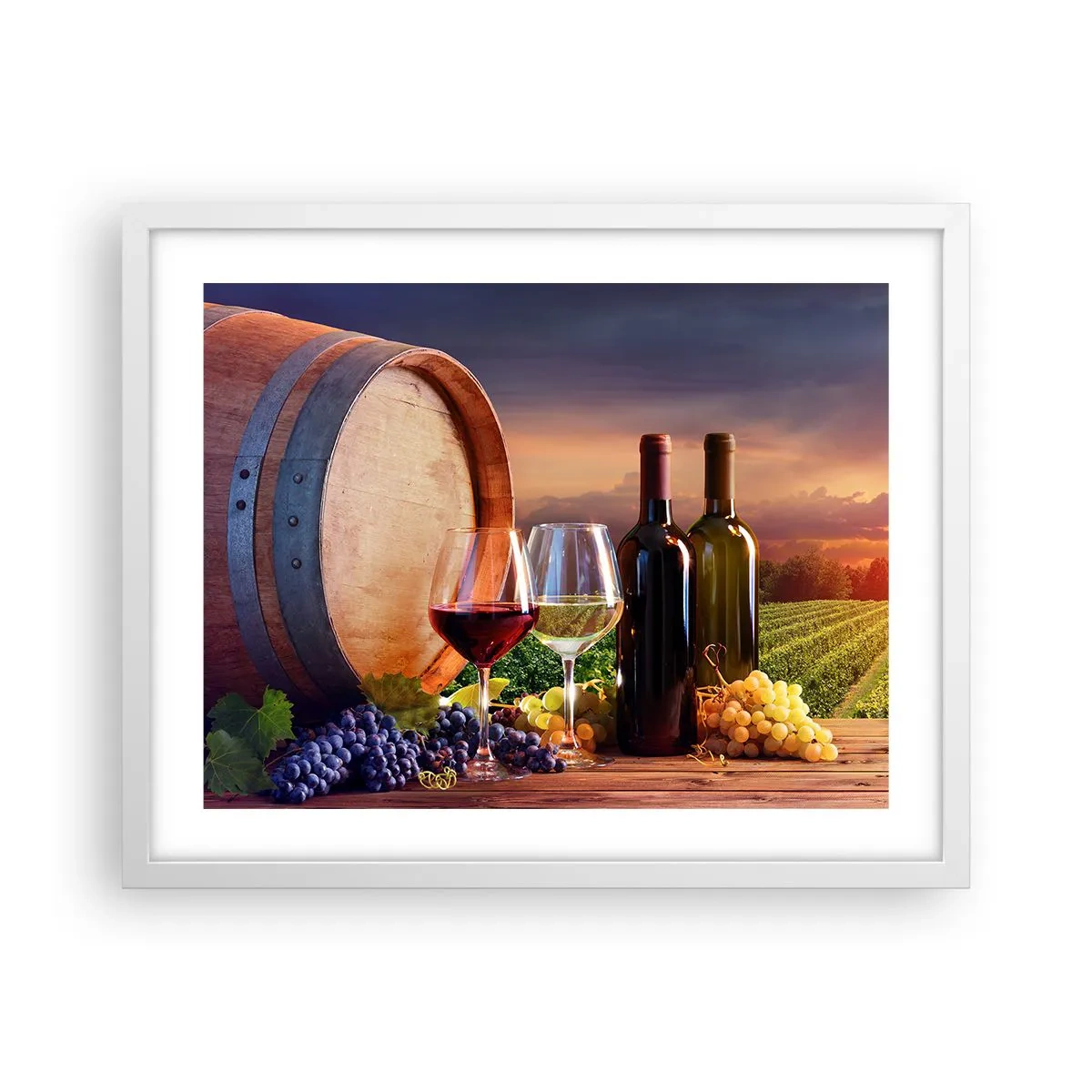 Plagát v bielom ráme - Tu má život chuť - 50x40 cm