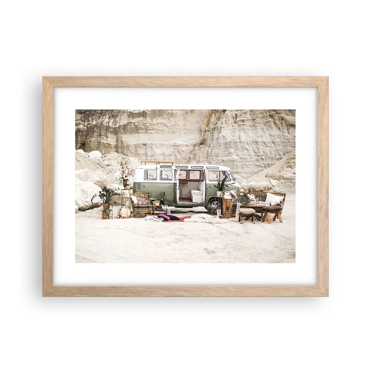 Plagát v ráme zo svetlého duba - Cesta práve začína - 40x30 cm