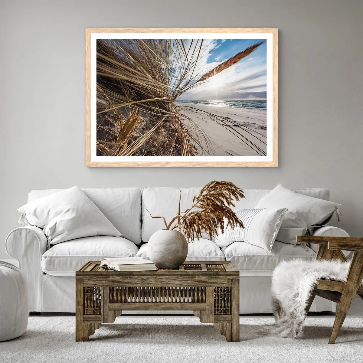 Plagát v ráme zo svetlého duba - Stretnutie živlov - 50x40 cm