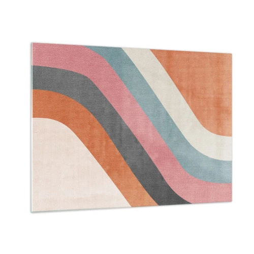 Obraz na skle - Farebné diagonálne pruhy na svetlom pozadí - 70x50cm - Diagonálna kompozícia – pohyb - Moderná nástenná dekorácia do obývacej izby a spálne ARTTOR