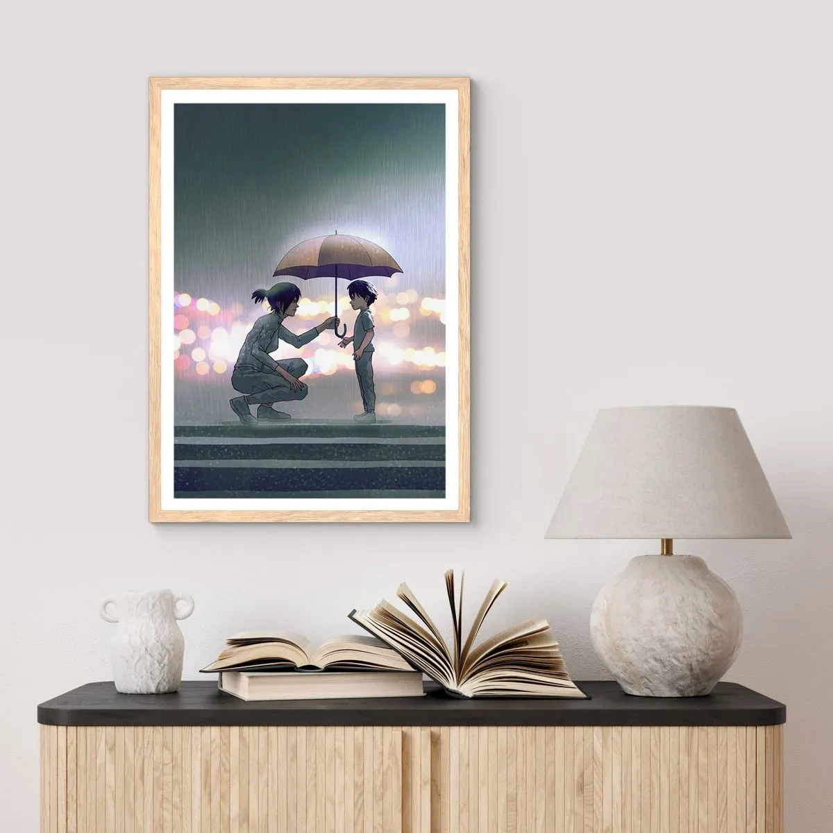 Plagát v ráme zo svetlého duba - A všetko je v poriadku - 61x91 cm