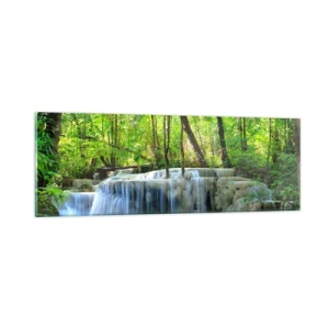 Obraz na skle - Utopiť v tyrkyse a zeleni - 90x30 cm