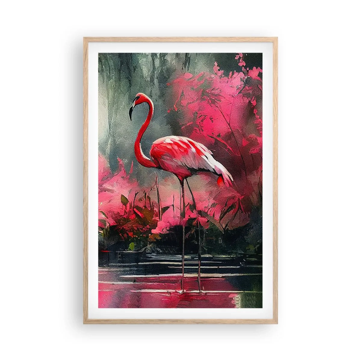 Plagát v ráme zo svetlého duba - Hodiny prírodného kúzla - 61x91 cm