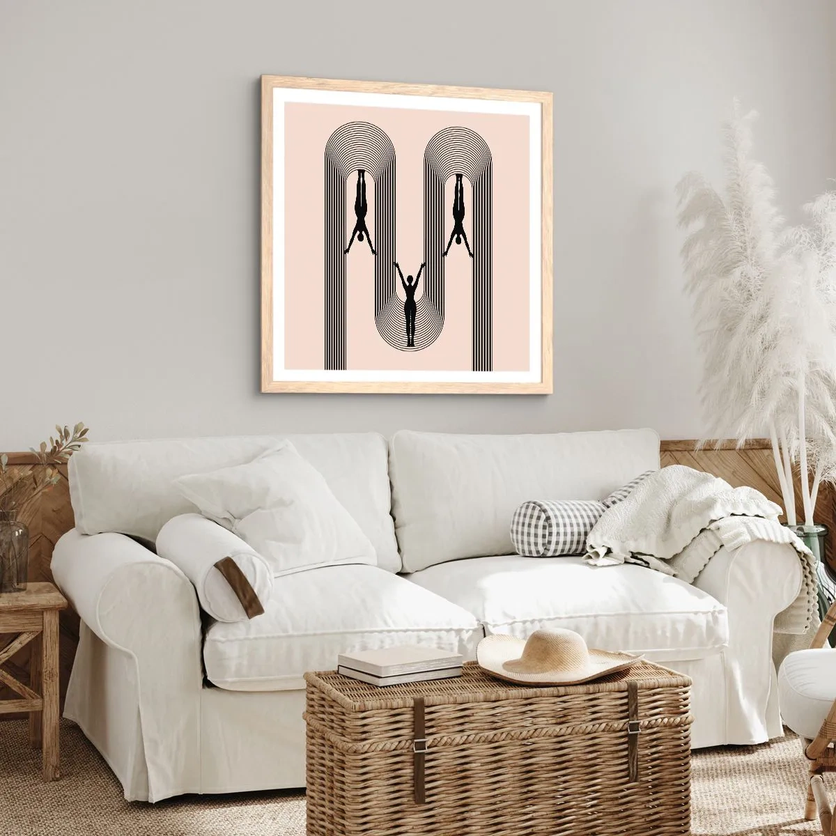 Plagát v ráme zo svetlého duba - Hore nohami - 60x60 cm