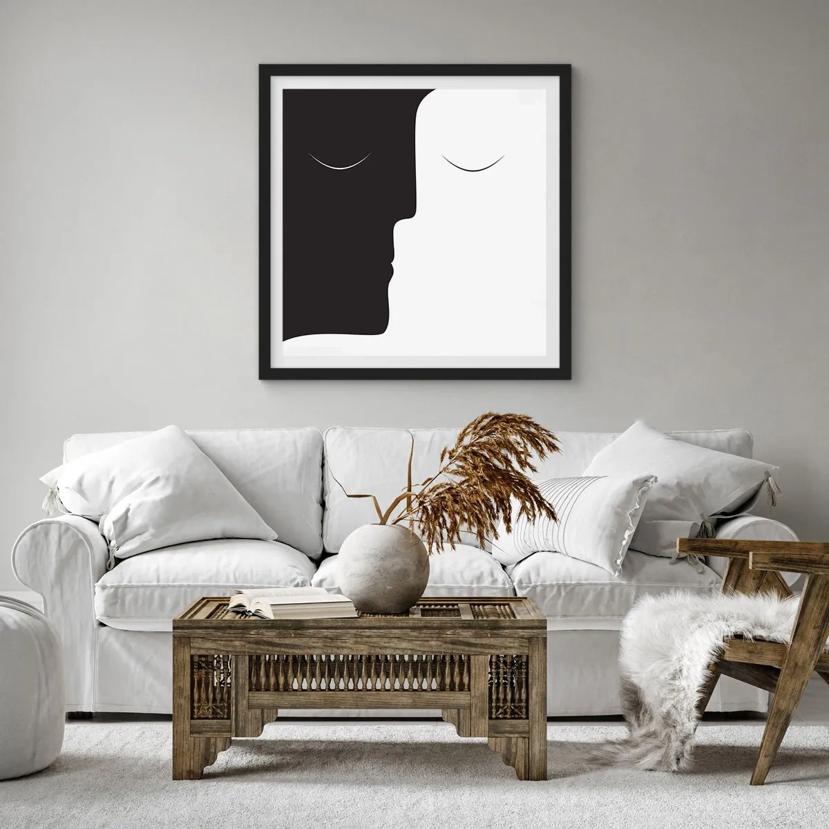 Plagát v čiernom ráme - Jednota protikladov - 40x40 cm