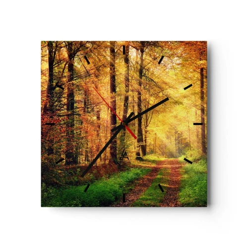 Nástenné hodiny - Lesno-zlaté ticho - 30x30 cm