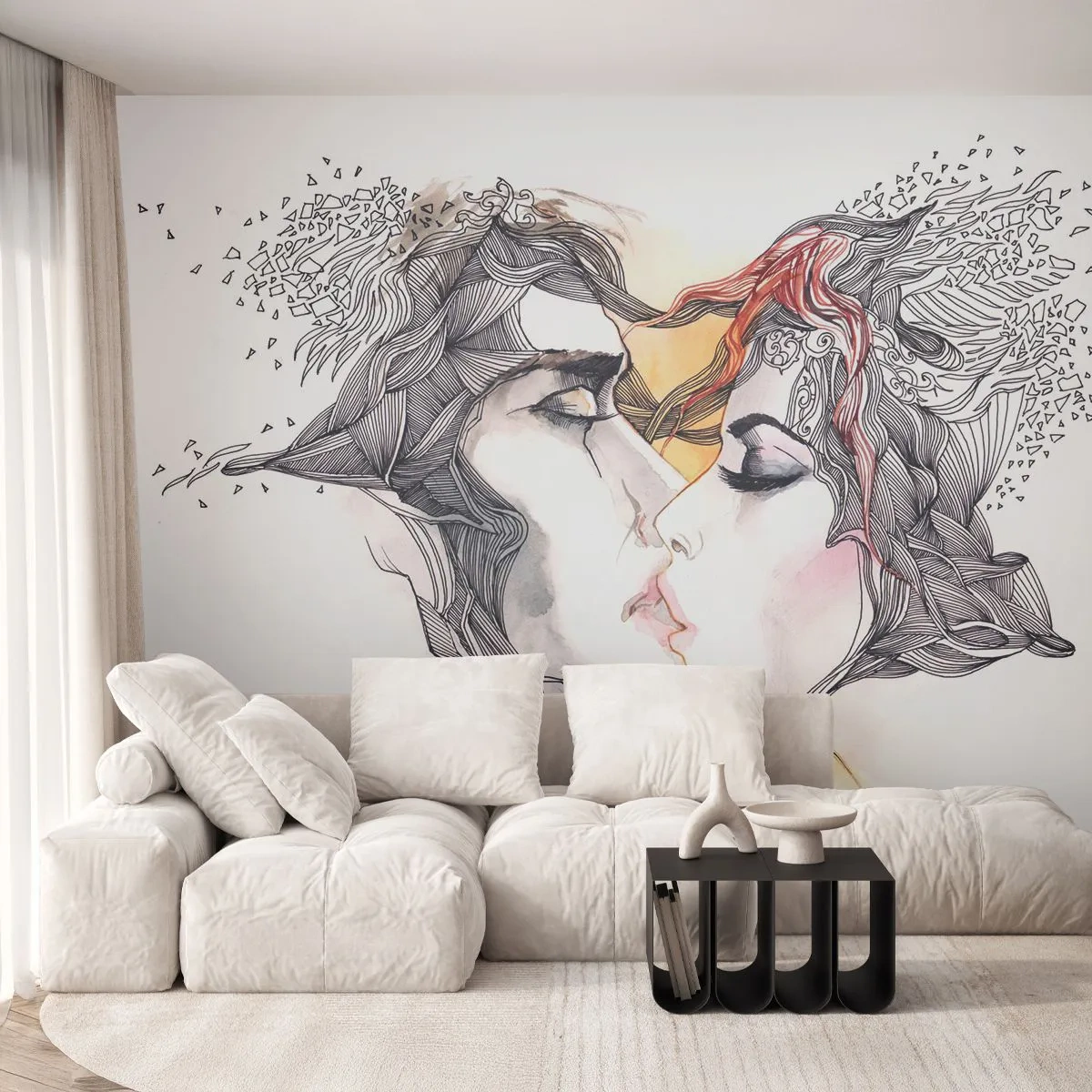 Fototapeta Premium Canvas - Svet neexistuje - Abstrakcia, Pár milencov, Bozk - 400x280 cm