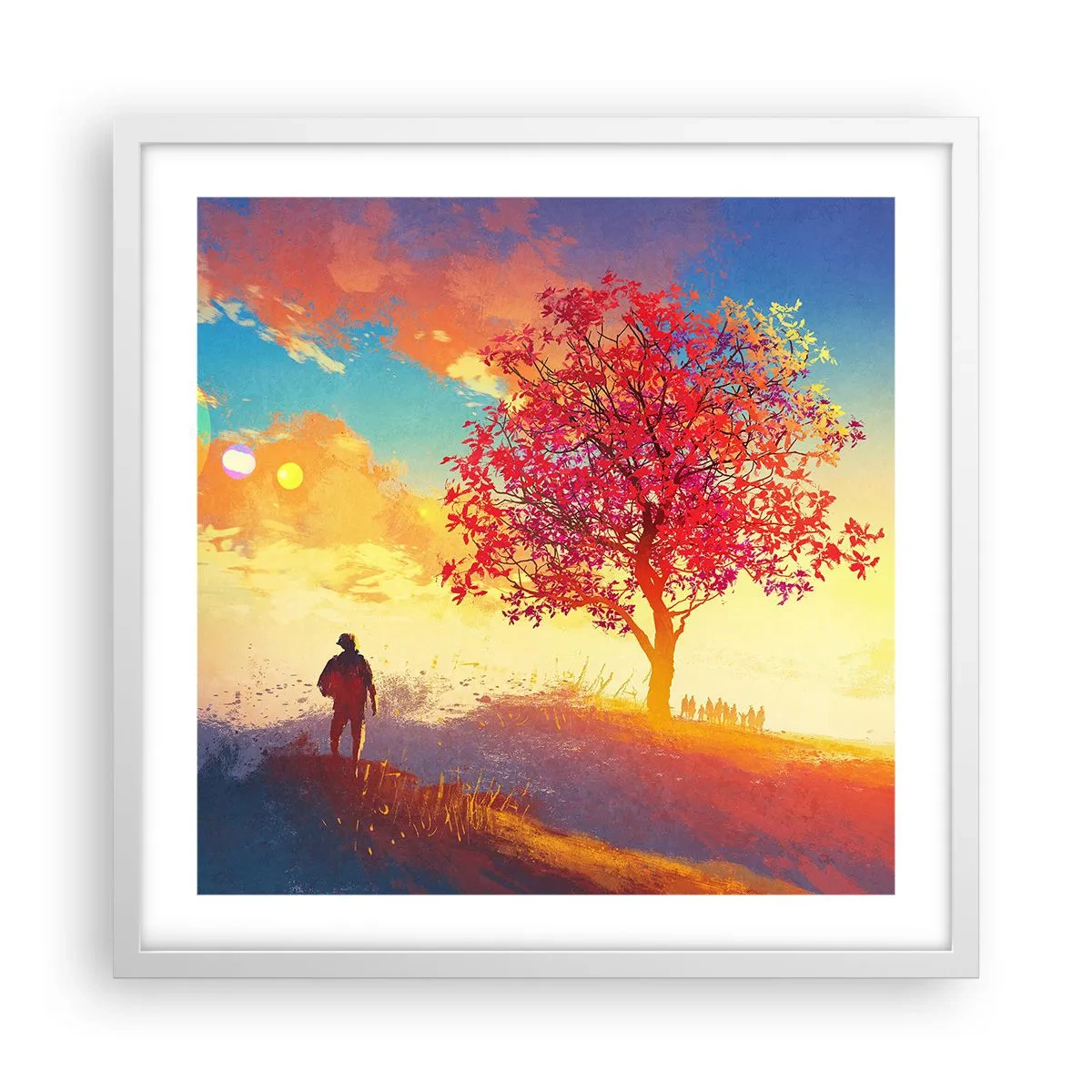 Plagát v bielom ráme - Pútnik pri cieli - 50x50 cm