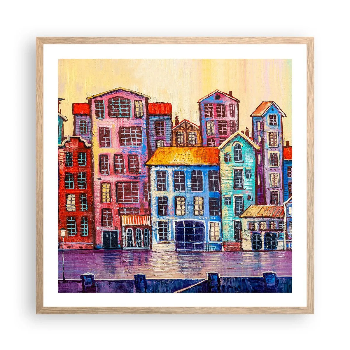 Plagát v ráme zo svetlého duba - Mesto ako z rozprávky - 60x60 cm