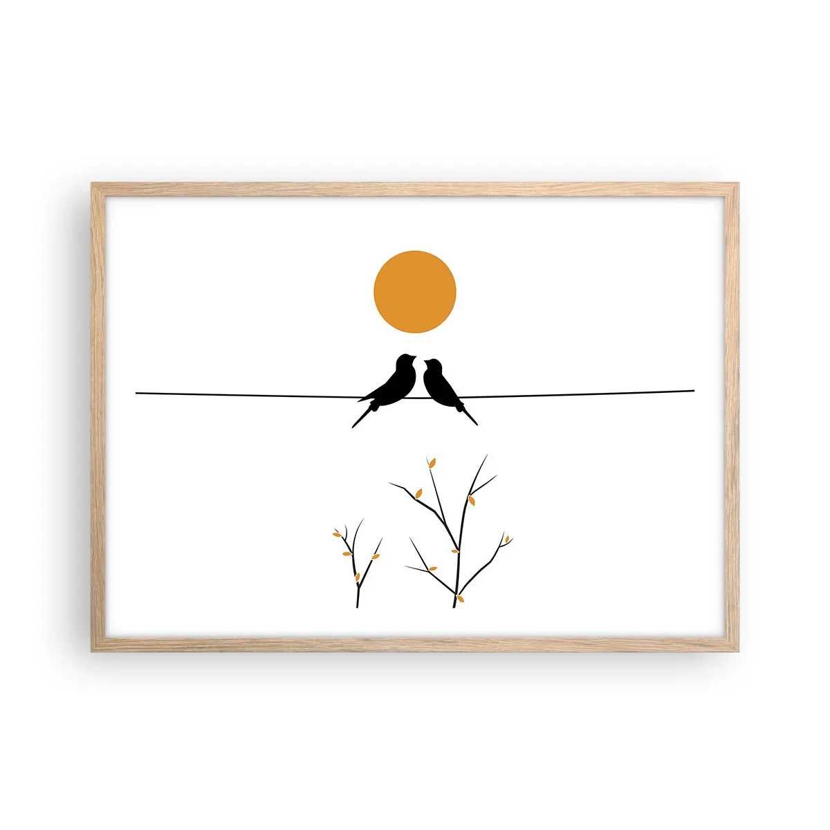 Plagát v ráme zo svetlého duba - Slávičí večer - 70x50 cm
