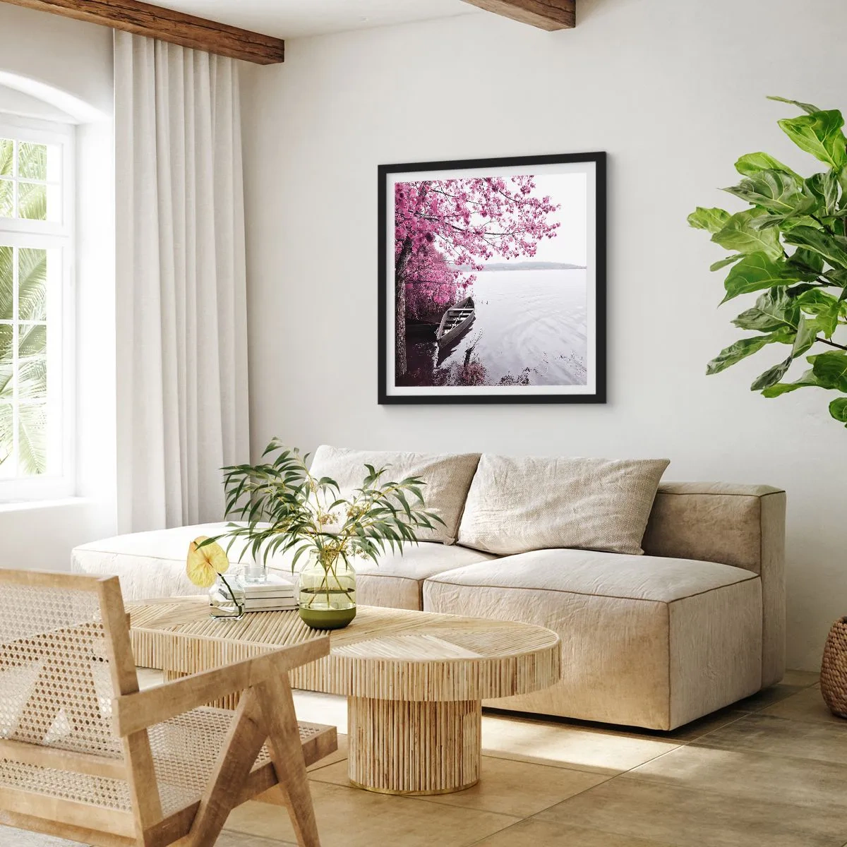 Plagát v čiernom ráme - V ružovom tichu - 60x60 cm