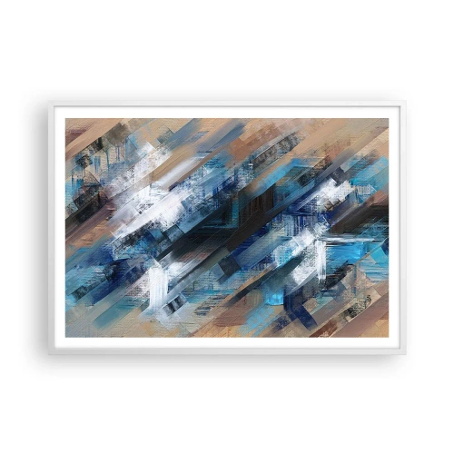Plagát v bielom ráme - Modrá šikmosť - 100x70 cm