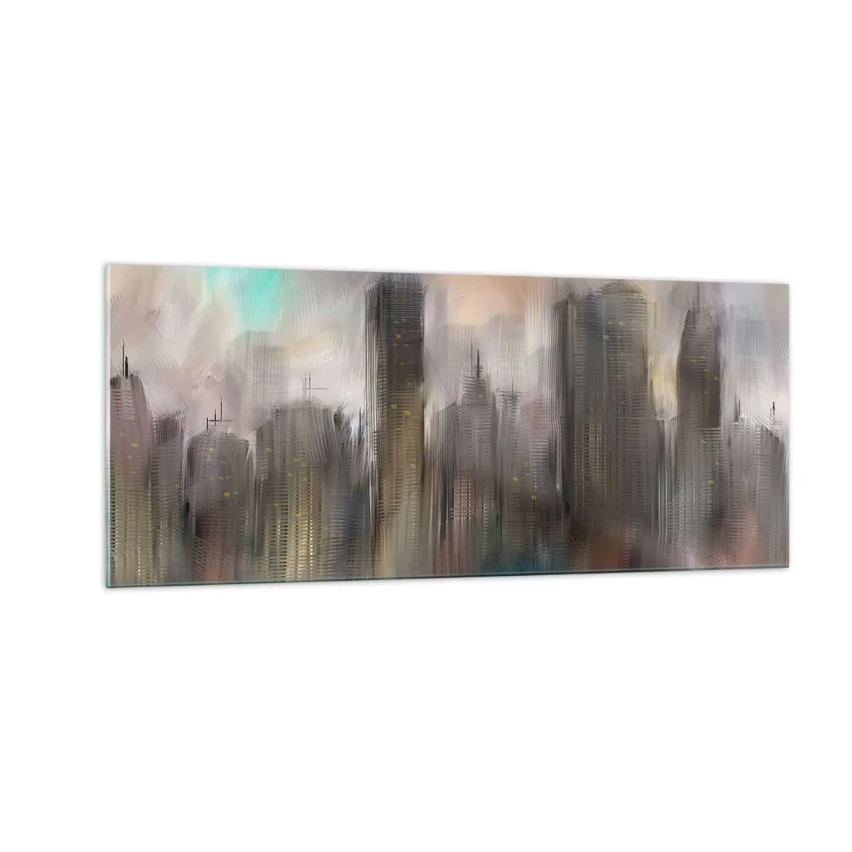 Obraz na skle - Kompozícia z ocele, kameňa a hmly - 100x40 cm