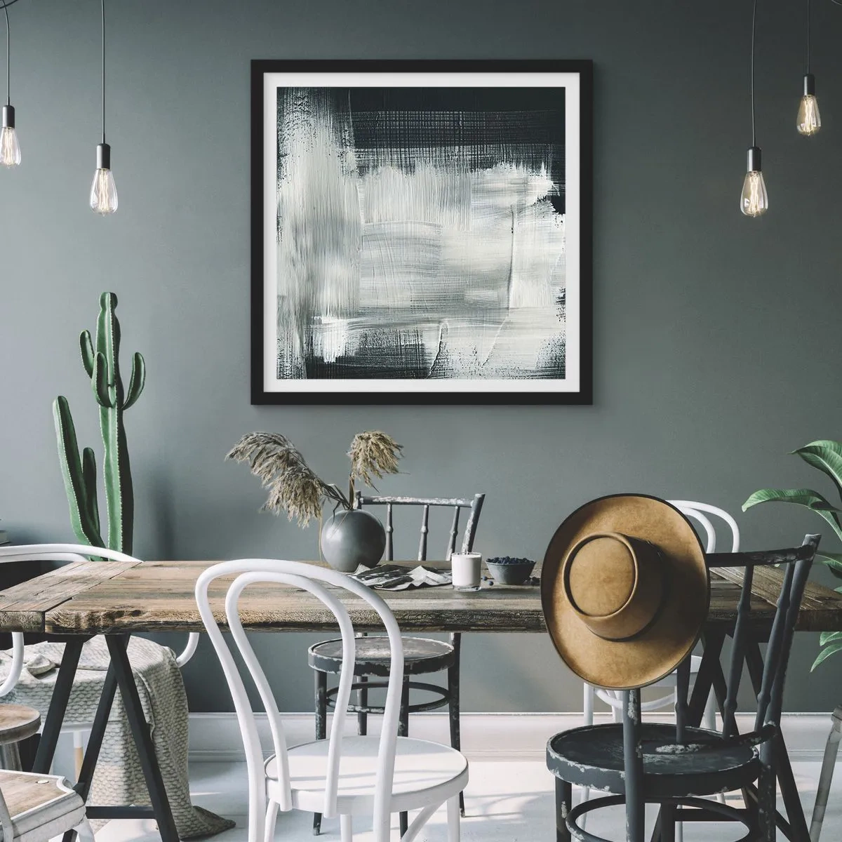 Plagát v čiernom ráme - Utkané zvisle a vodorovne - 40x40 cm