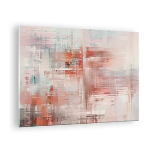 Obraz na skle - Abstraktná kompozícia v odtieňoch červenej a béžovej. - 70x50cm - Zahmlené. Ale ružové - Moderná nástenná dekorácia do obývacej izby a spálne ARTTOR