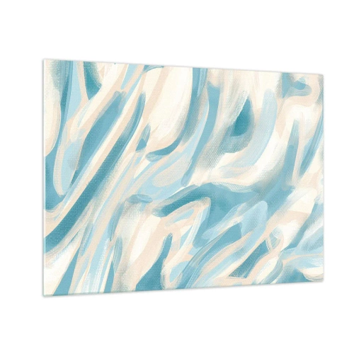 Obraz na skle - Abstraktné ťahy štetcom v modrej a krémovej farbe. - 70x50cm - Jarné závany - Moderná nástenná dekorácia do obývacej izby a spálne ARTTOR