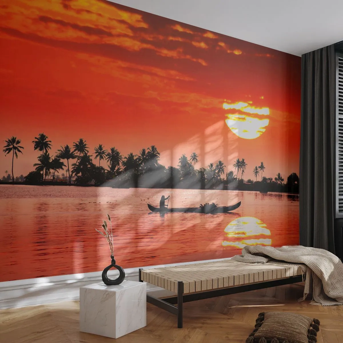 Fototapeta Premium Sand - Pokoj trópov pri západe - Krajina, India, Západ slnka - 100x70 cm