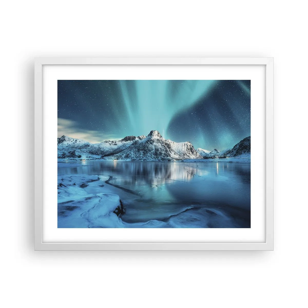 Plagát v bielom ráme - Noc plná svetla - 50x40 cm