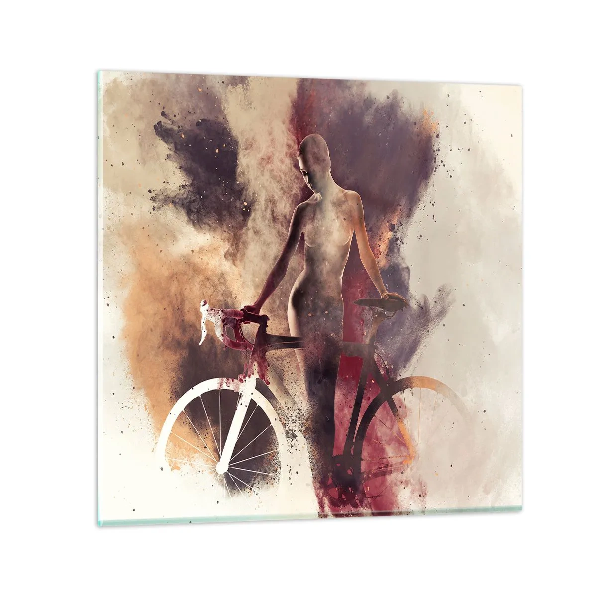 Obraz na skle - Cyklistická duša v mramorových tvaroch - 60x60 cm