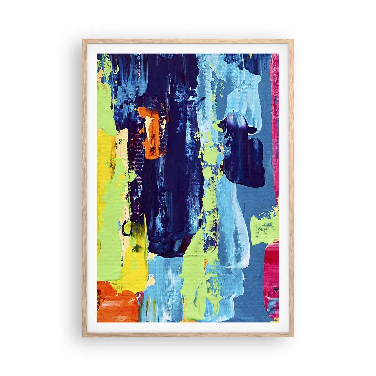 Plagát v ráme zo svetlého duba - Život je krásny! - 70x100 cm