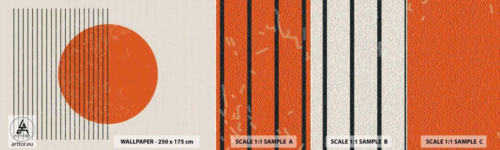 Vzorka samolepiacej fototapety Deluxe Sticker - Vždy slnko - slnko, Minimalistický, Čiary - 100x30 cm