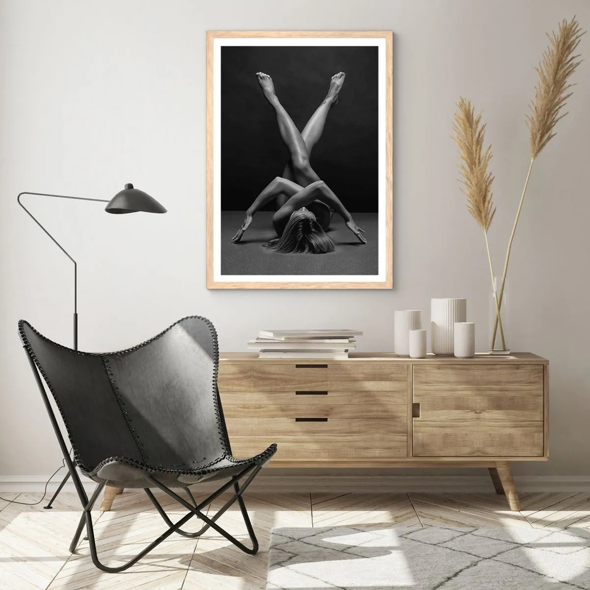 Plagát v ráme zo svetlého duba - Geometria nahoty - 70x100 cm