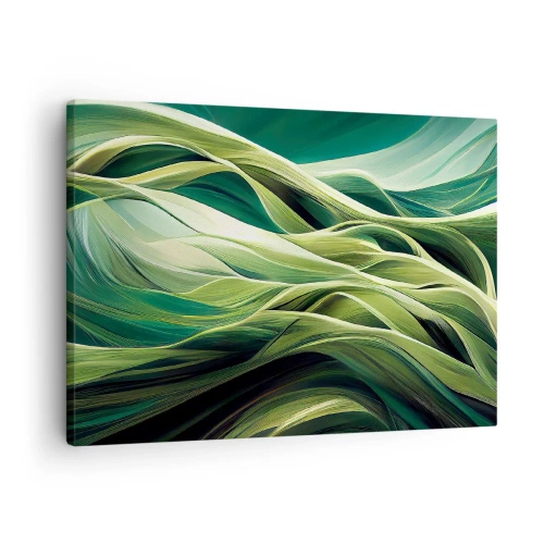 Obraz na plátne - Dynamické línie v odtieňoch zelenej - 70x50cm - Abstraktná hra na zelenú - Moderná nástenná dekorácia do obývacej izby a spálne ARTTOR