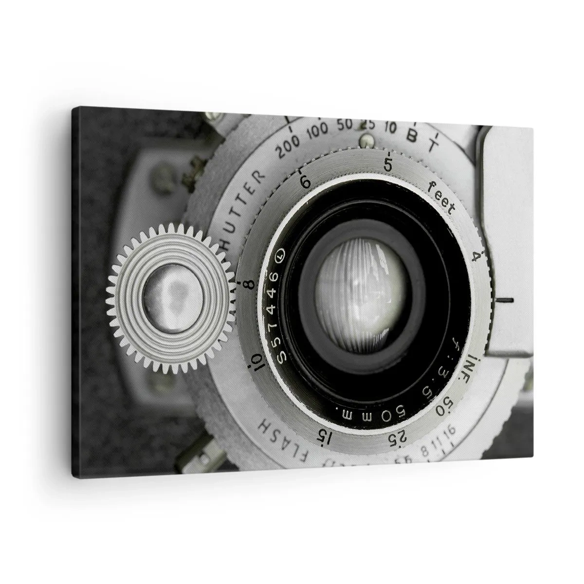 Obraz na plátne - Objektív starého fotoaparátu - 70x50cm - Príbeh o Hollywoode - Moderná nástenná dekorácia do obývacej izby a spálne ARTTOR