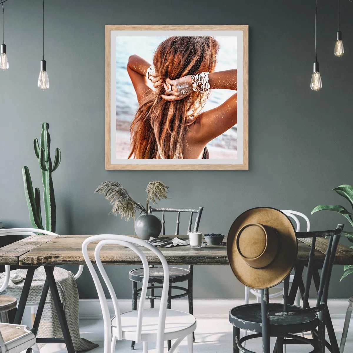 Plagát v ráme zo svetlého duba - Sestra vody a slnka - 40x40 cm