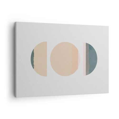 Obraz na plátne - Abstraktné geometrické tvary v pastelových farbách - 70x50cm - Kruh za kruhom - Moderná nástenná dekorácia do obývacej izby a spálne ARTTOR