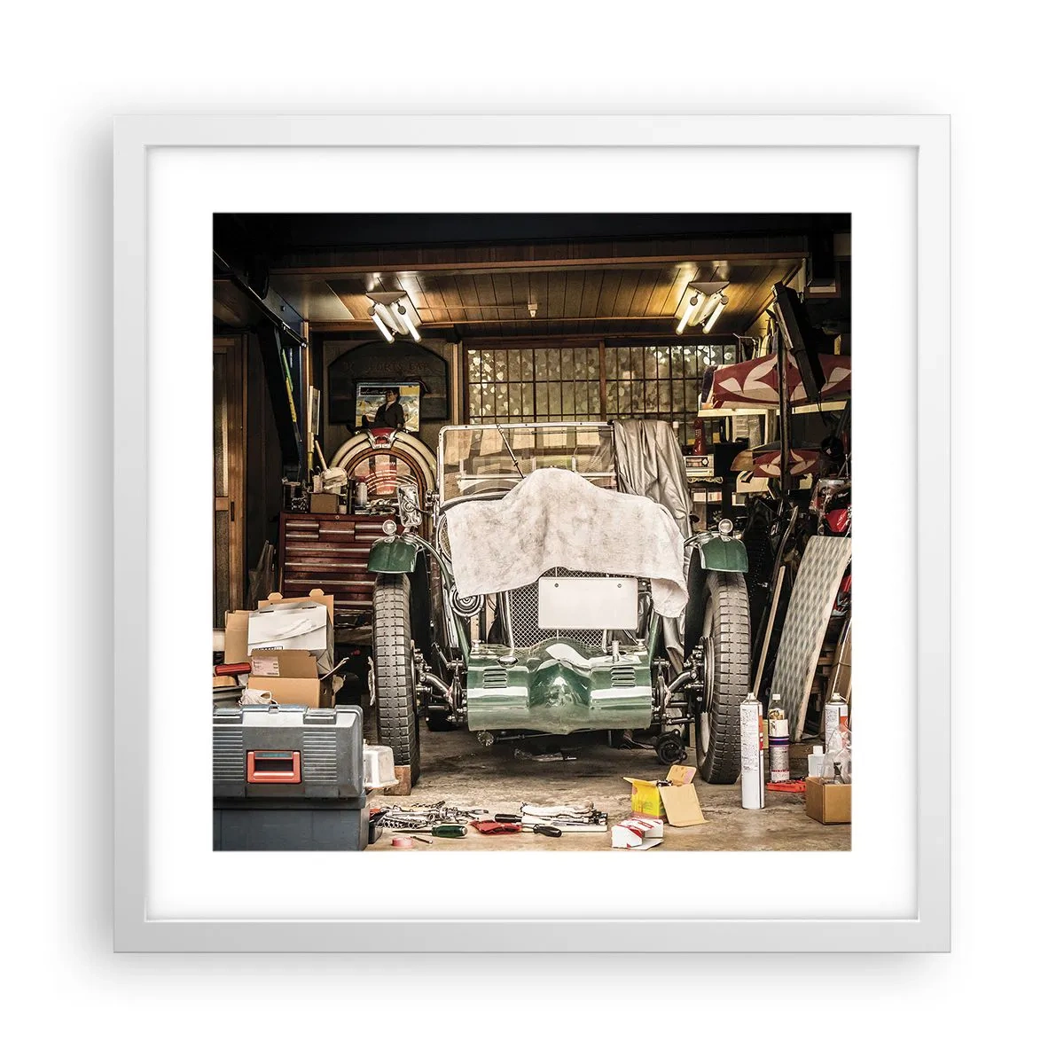 Plagát v bielom ráme - Späť do minulosti - 40x40 cm