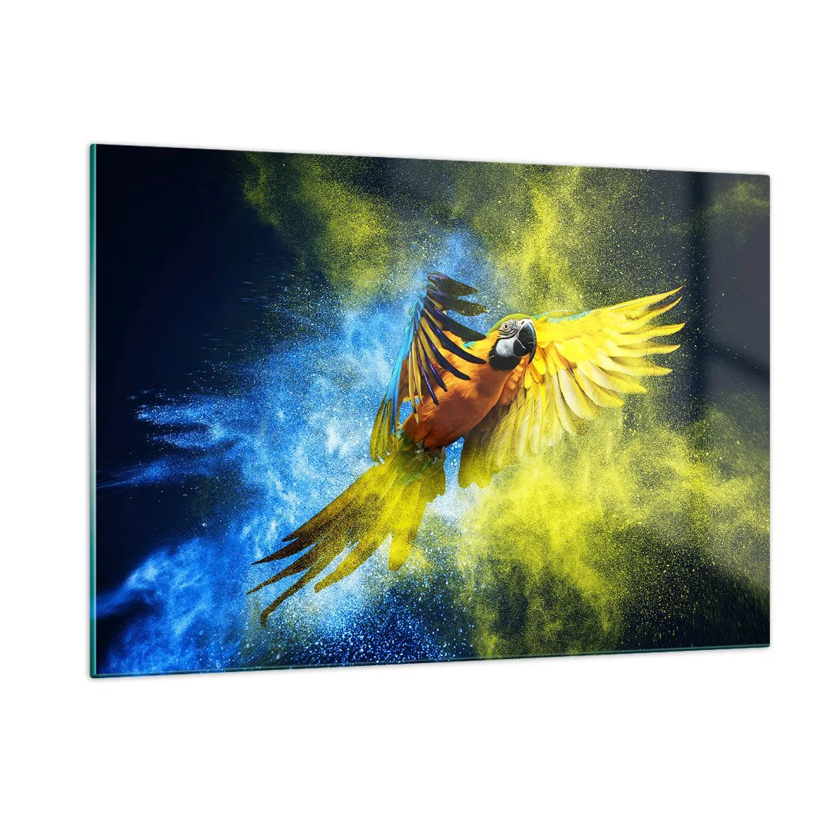 Obraz na skle - V modro-zlatom prachu - 120x80 cm