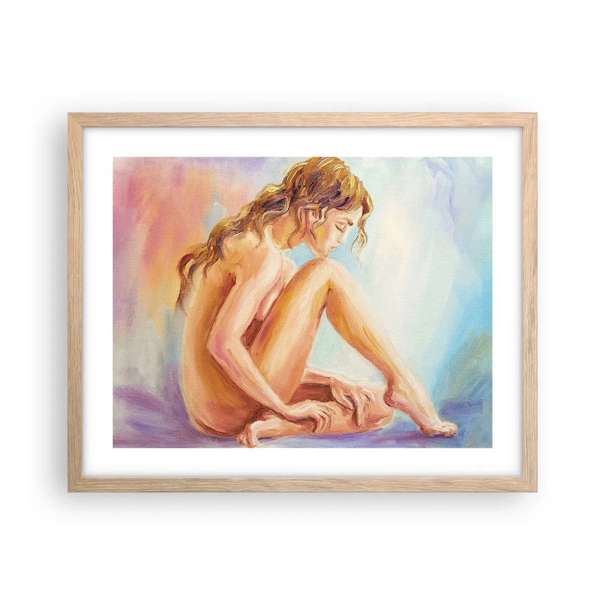 Plagát v ráme zo svetlého duba - Akt mladosti - 50x40 cm