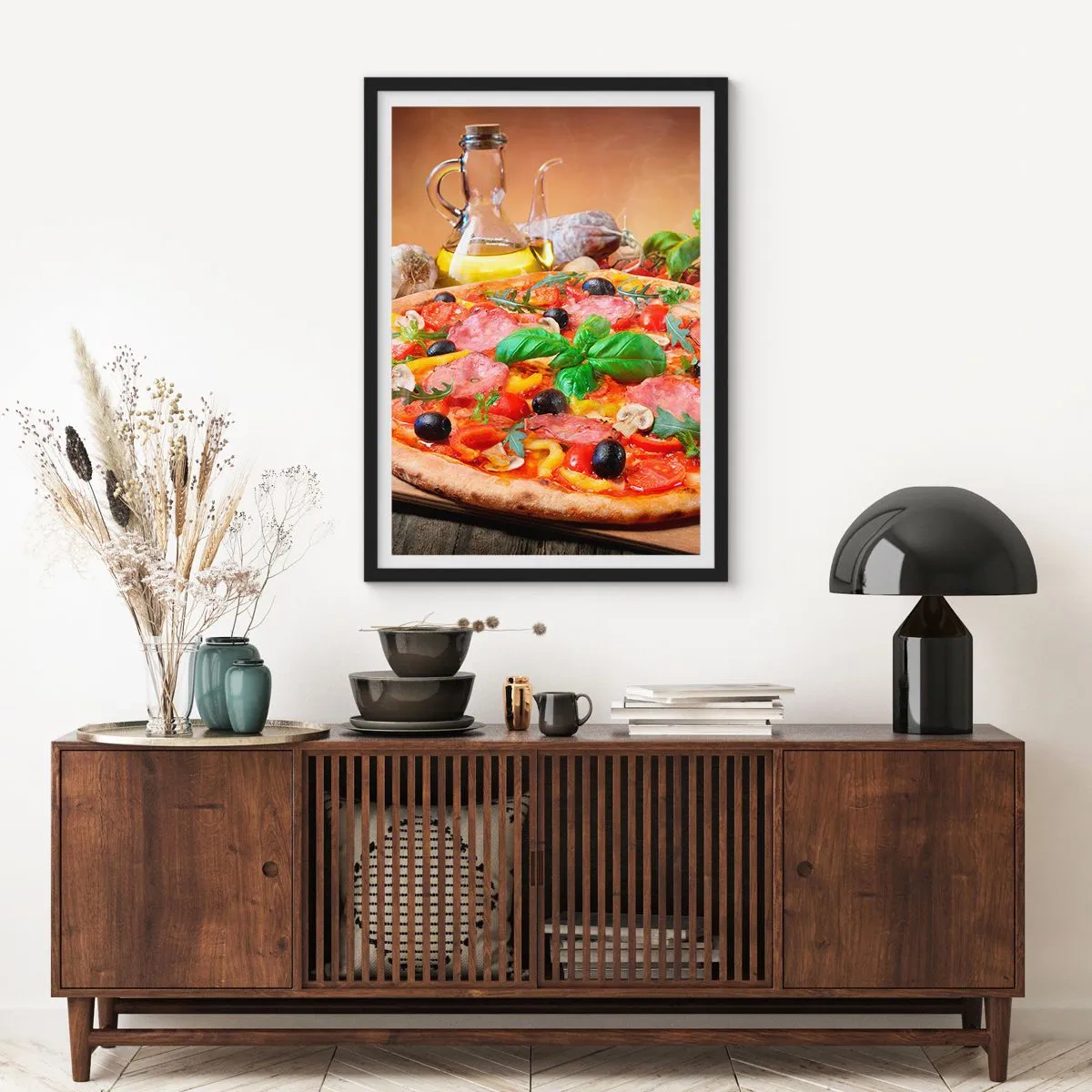 Plagát v čiernom ráme - So skutočne talianskou chuťou - 70x100 cm