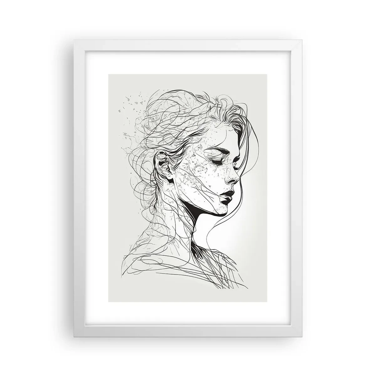 Plagát v bielom ráme - Portrét v zamyslení - 30x40 cm