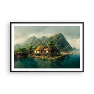 Plagát v čiernom ráme - Tropický raj - 91x61 cm
