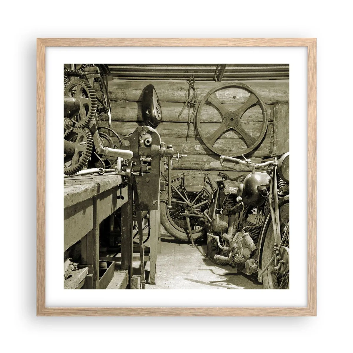 Plagát v ráme zo svetlého duba - V kôlni strýka Mariána - 50x50 cm