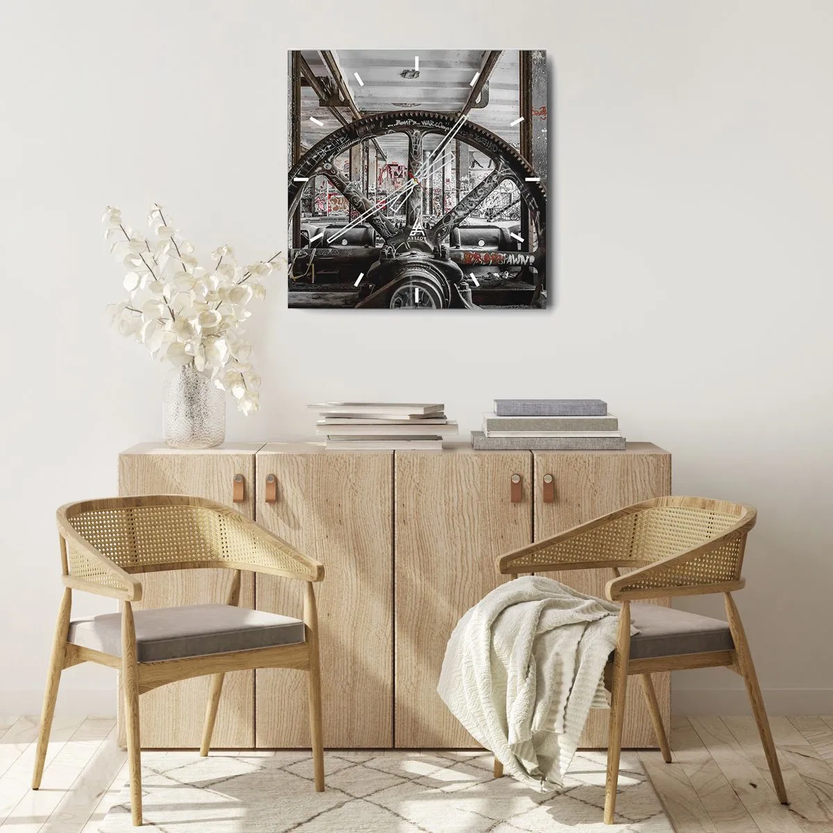 Nástenné hodiny - Tajný život továrne - 30x30 cm