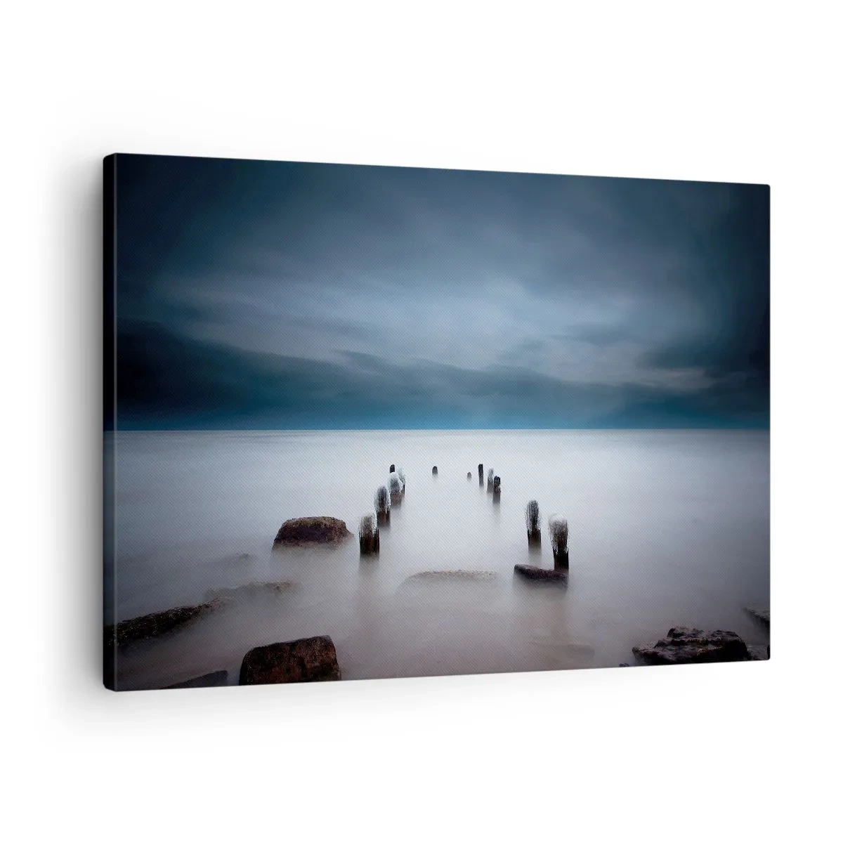 Obraz na plátne - Staré mólo na pozadí pokojného mora - 70x50cm - Zamyslené jazero - Moderná nástenná dekorácia do obývacej izby a spálne ARTTOR