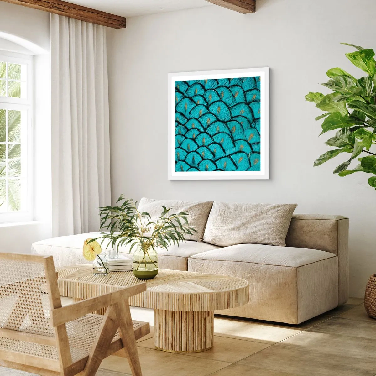 Plagát v bielom ráme - Veľká slávnosť peria - 50x50 cm