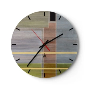 Nástenné hodiny - Farebné obdĺžniky v horizontálnom a vertikálnom usporiadaní - 30x30cm - Jednoducho a v kľude - Moderná nástenná dekorácia do obývacej izby, kuchyne a spálne ARTTOR