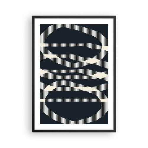 Plagát v čiernom ráme - Abstraktný geometrický motív v odtieňoch čiernej a bielej - 50x70cm - Pokus o prelomenie temnoty - Moderná nástenná dekorácia do obývacej izby a spálne ARTTOR
